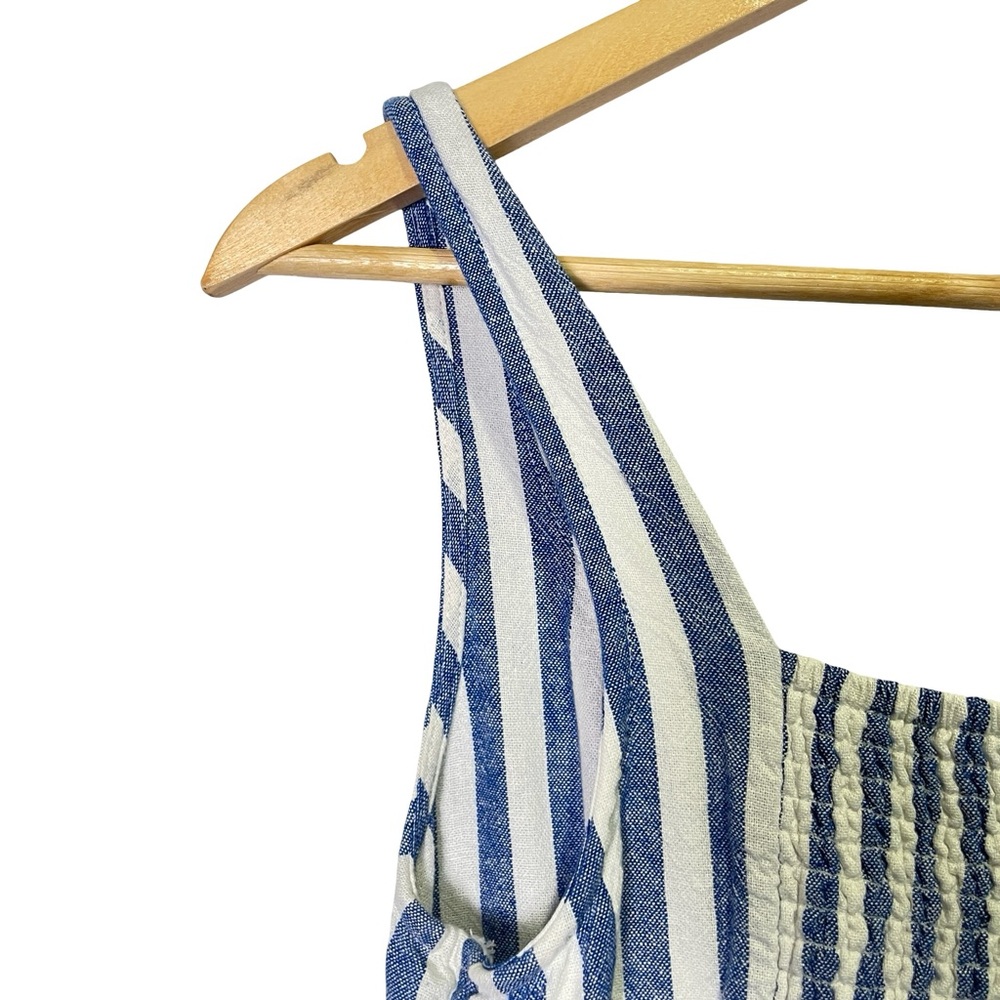 Old Navy Linen Blend Fit & Flare Sleeveless Midi Dress Blue Stripe, Size S - Picture 9 of 14
